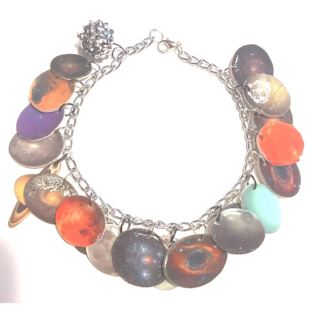 Deep space galaxy charm bracelet